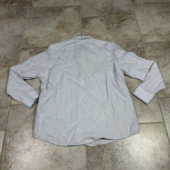 Murano Baird McNutt Linen Button Down Shirt Mens XL Non Iron Blue Long Sleeve - Picture 7 of 11